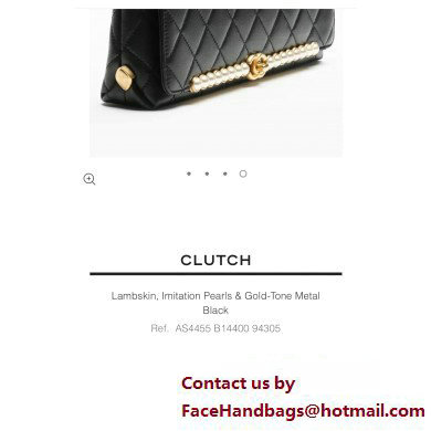 CHANEL lambskin,imitation pearls & gold-tone metal black clutch AS4455 2023